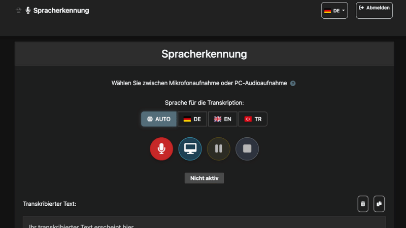 Transcript Service Screenshot